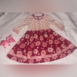 Wildflowers Poinsettias Dress with Matching MJ Bow